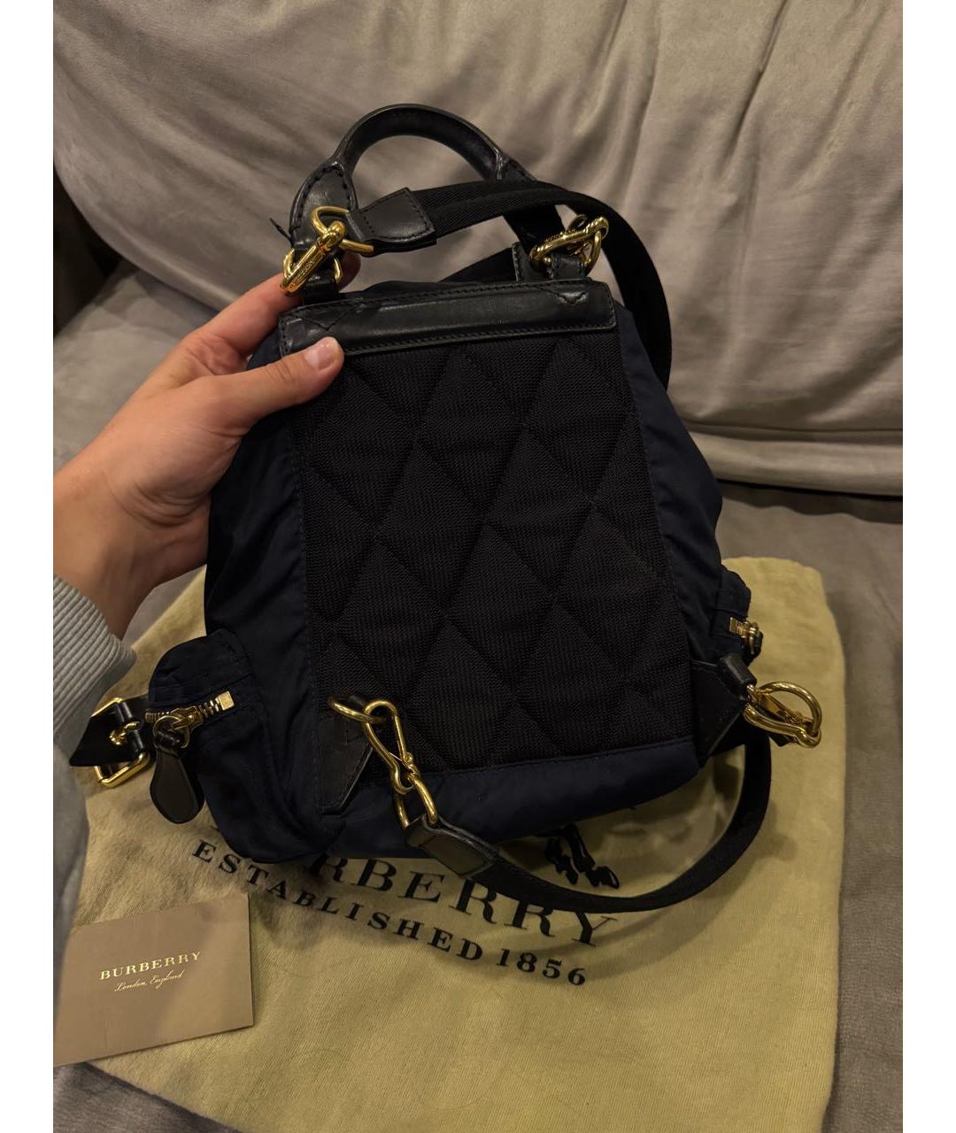 BURBERRY Темно-синий тканевый рюкзак, фото 2