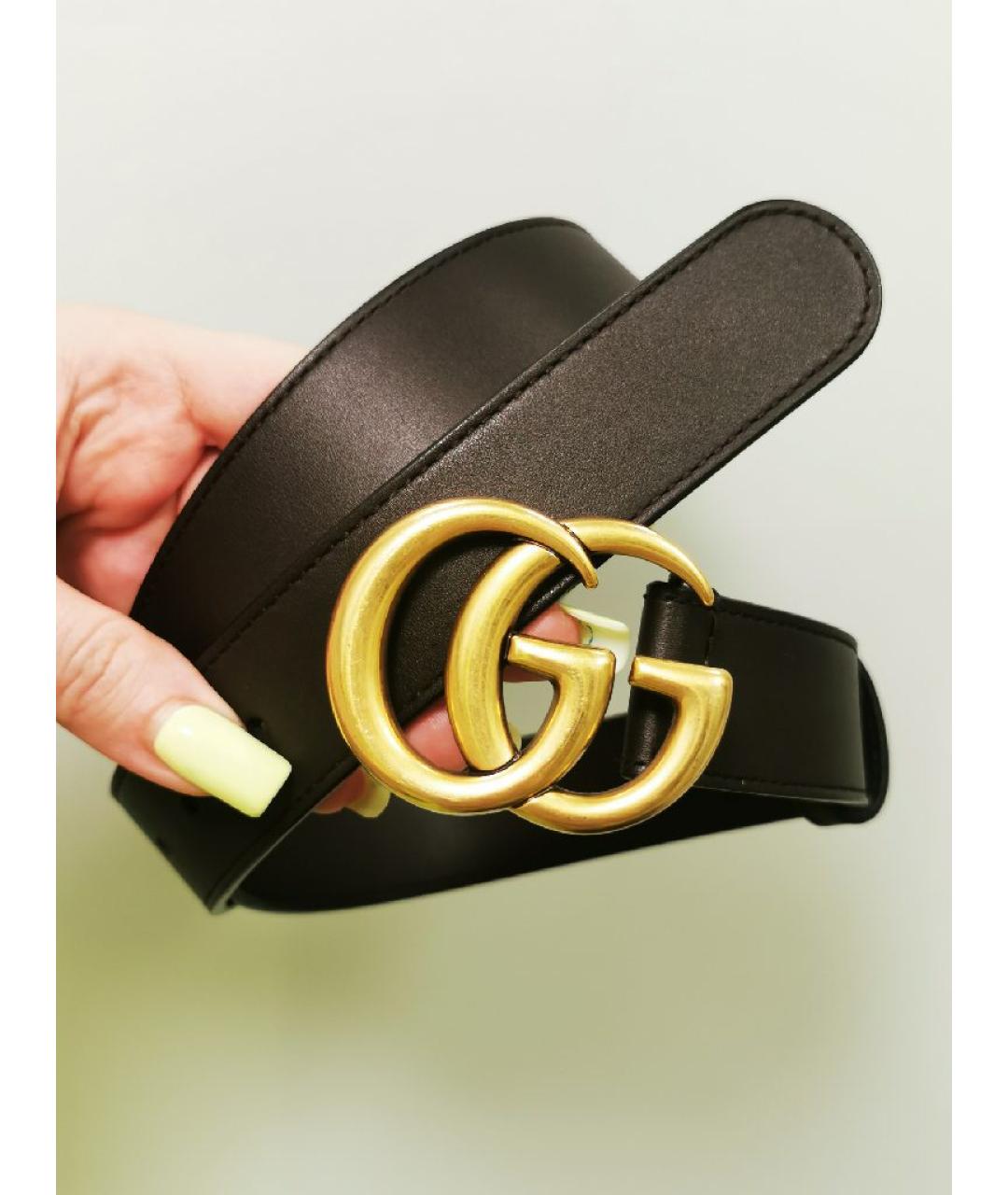 GUCCI Черный кожаный ремень, фото 2