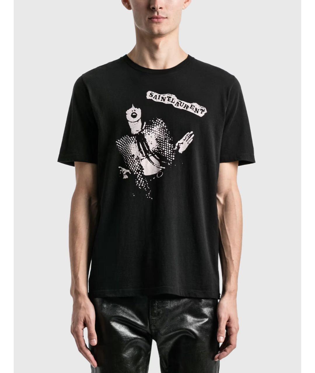 SAINT LAURENT Черная хлопковая футболка, фото 8