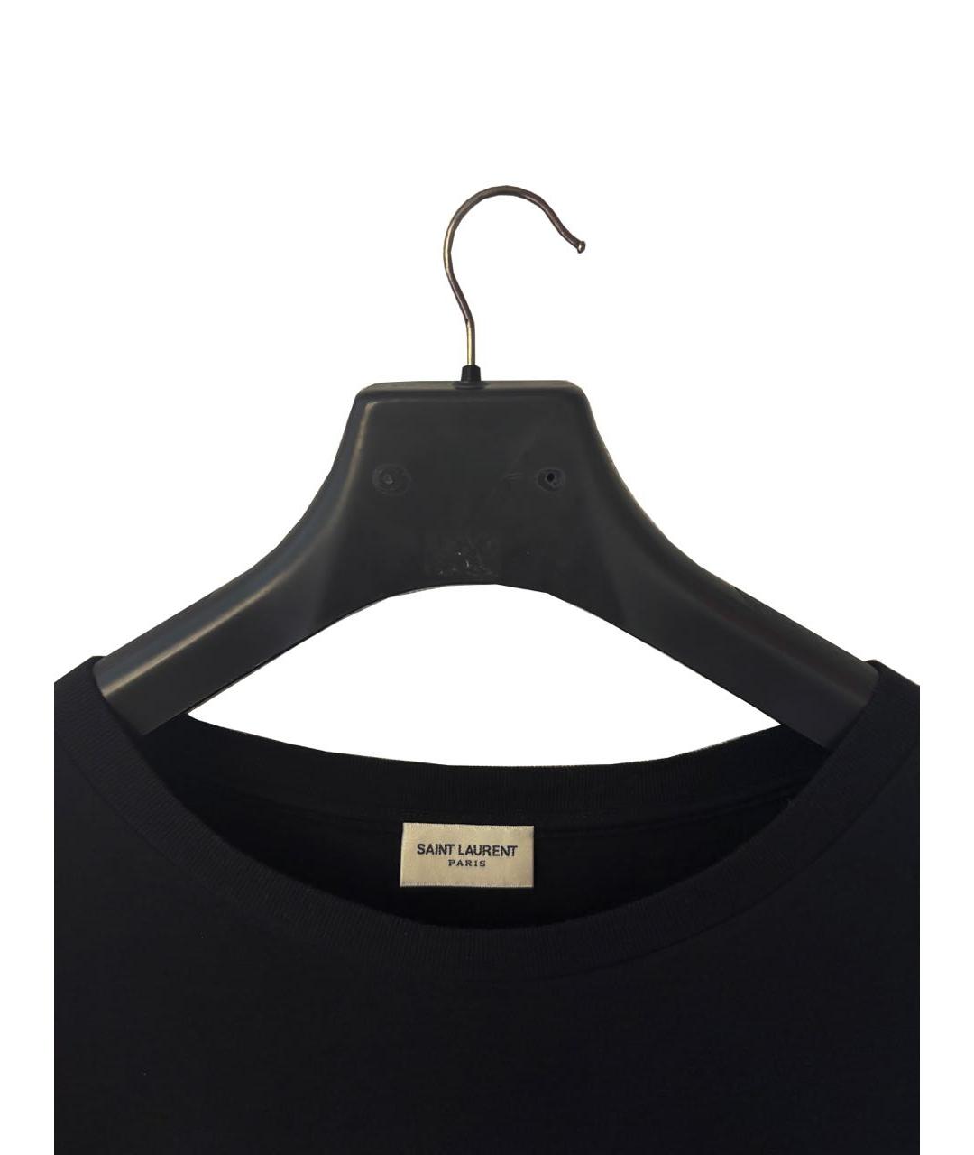 SAINT LAURENT Черная хлопковая футболка, фото 4