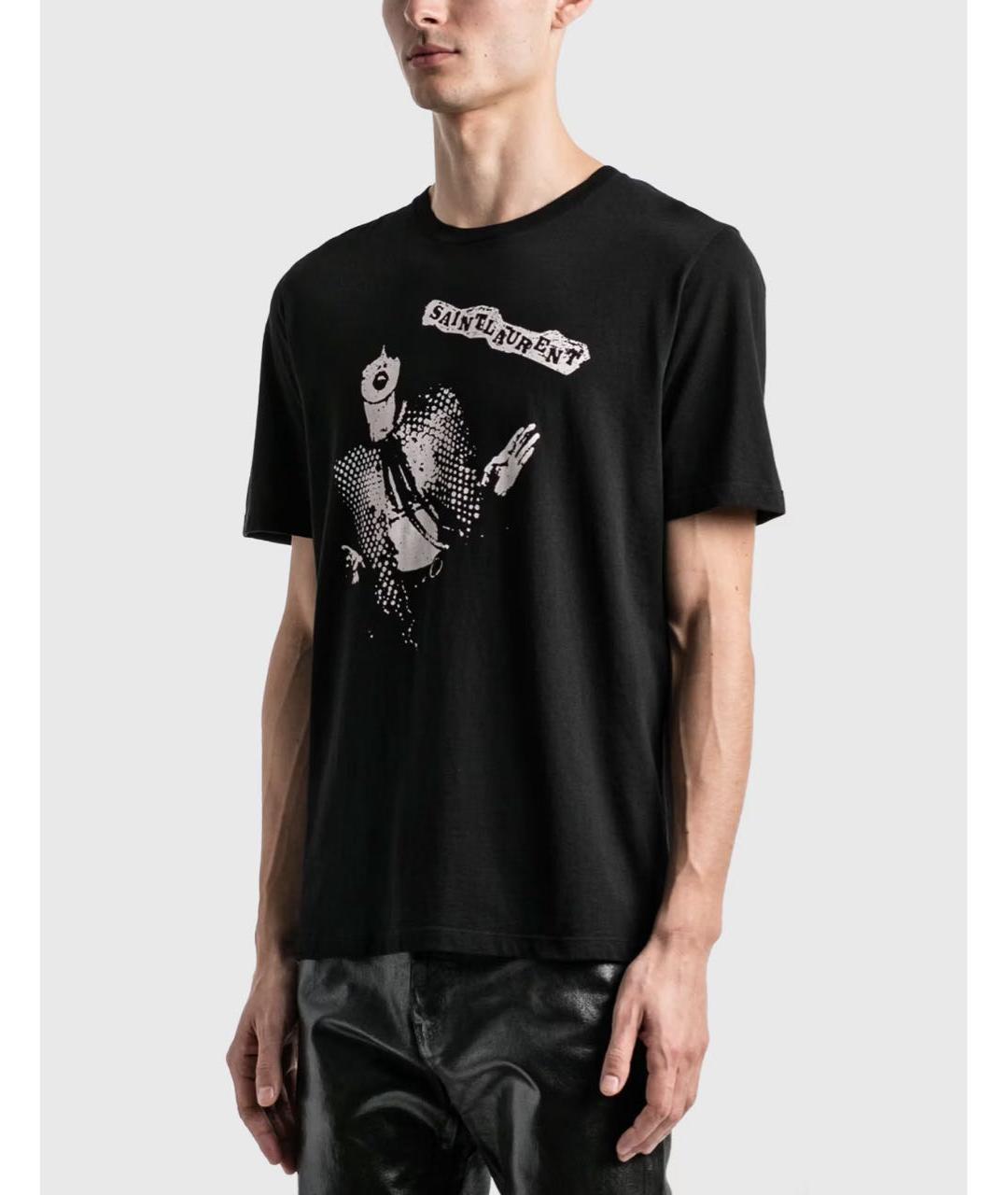 SAINT LAURENT Черная хлопковая футболка, фото 7