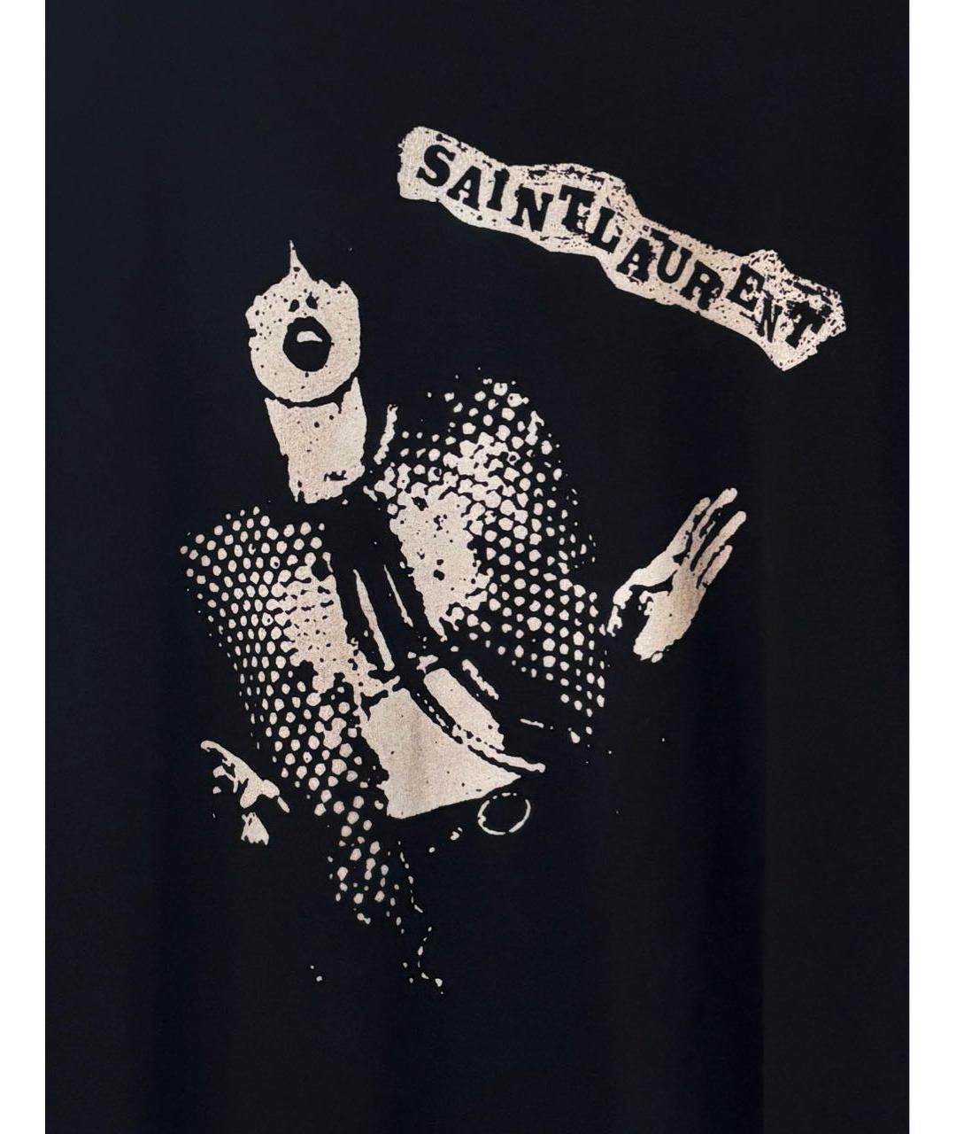 SAINT LAURENT Черная хлопковая футболка, фото 5