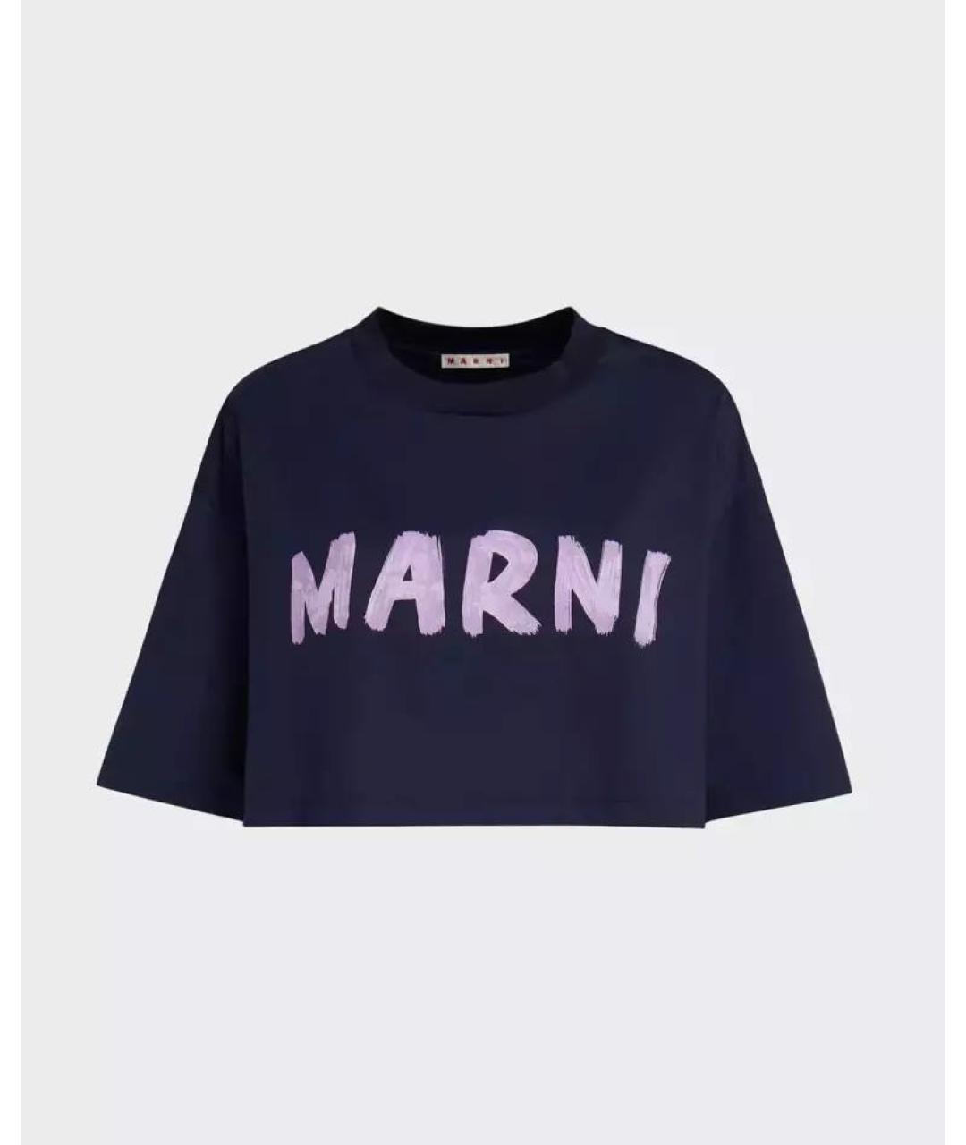 MARNI Темно-синяя хлопковая футболка, фото 5