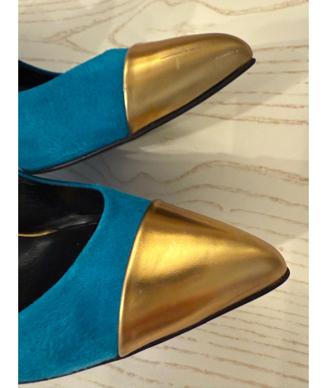 GUCCI Голубые замшевые туфли, фото 7