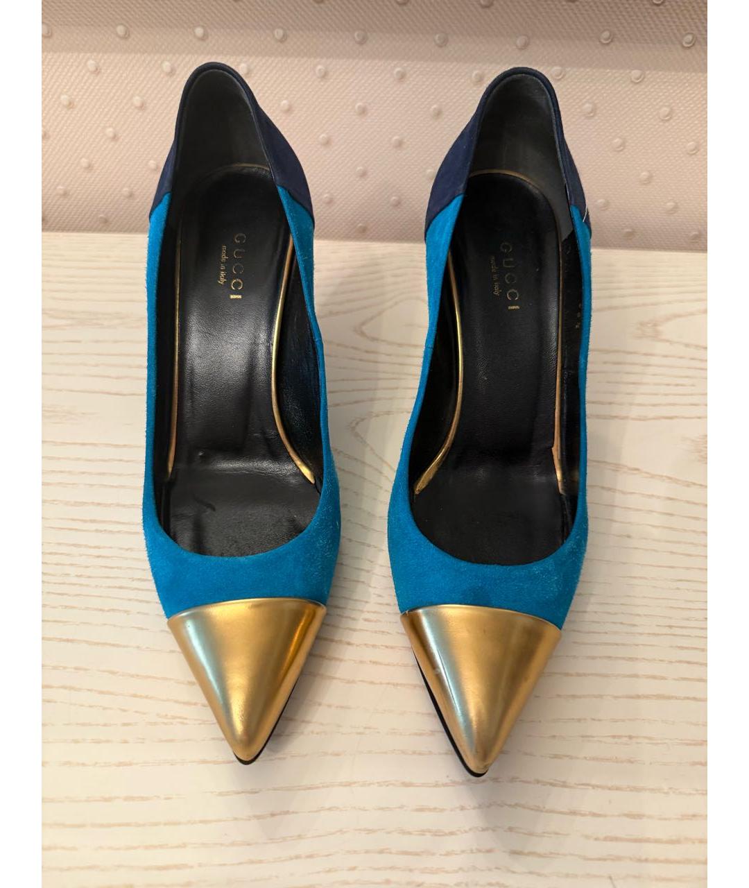 GUCCI Голубые замшевые туфли, фото 3