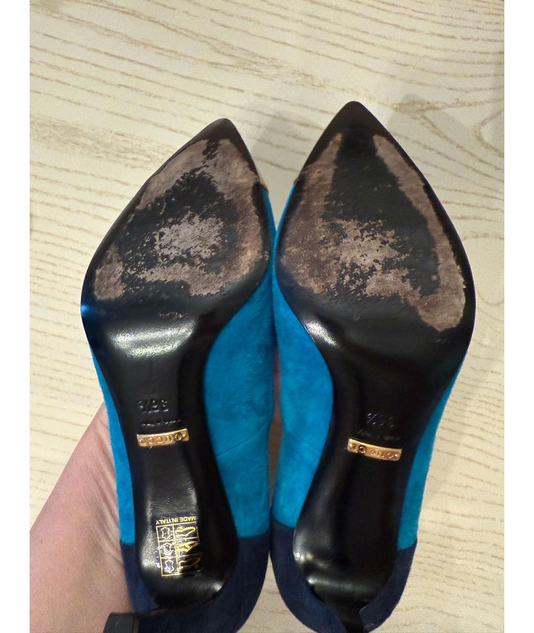 GUCCI Голубые замшевые туфли, фото 5