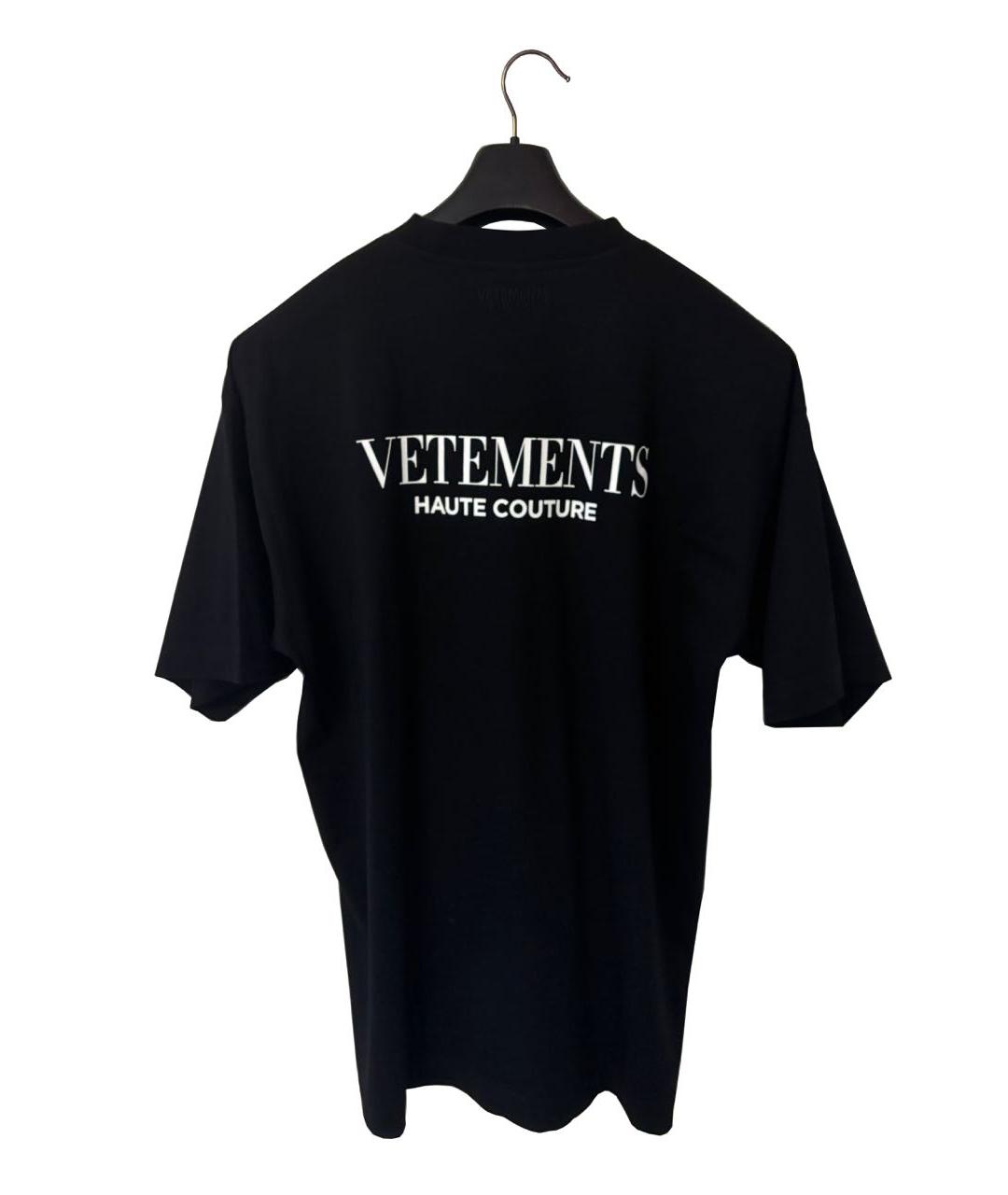 VETEMENTS Черная хлопковая футболка, фото 3