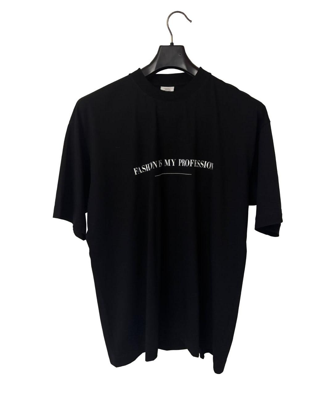 VETEMENTS Черная хлопковая футболка, фото 2