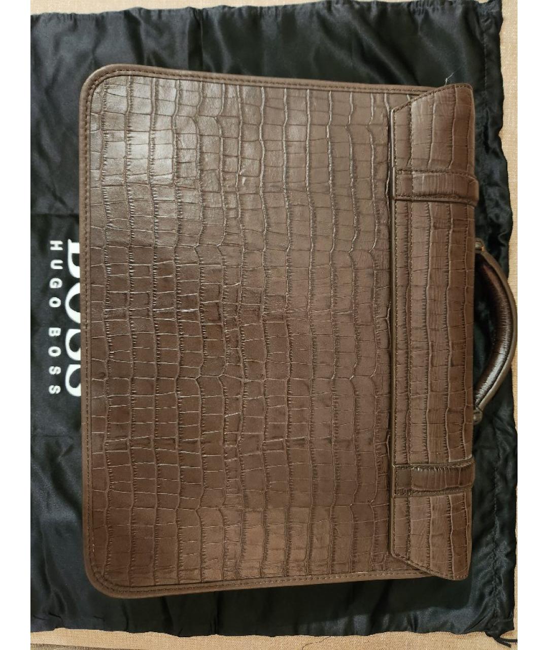 HUGO BOSS Коричневый кожаный портфель, фото 2