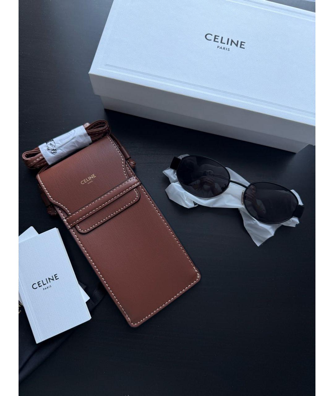 CELINE Черные металлические солнцезащитные очки, фото 2