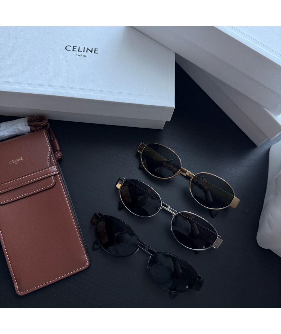 CELINE Черные металлические солнцезащитные очки, фото 3
