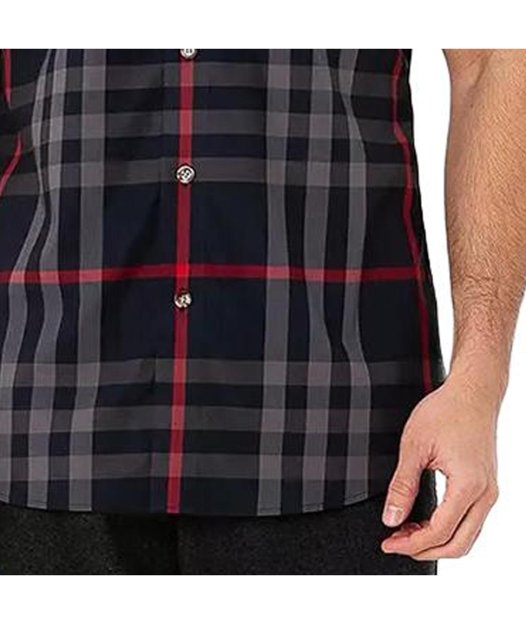BURBERRY Темно-синяя хлопковая кэжуал рубашка, фото 4