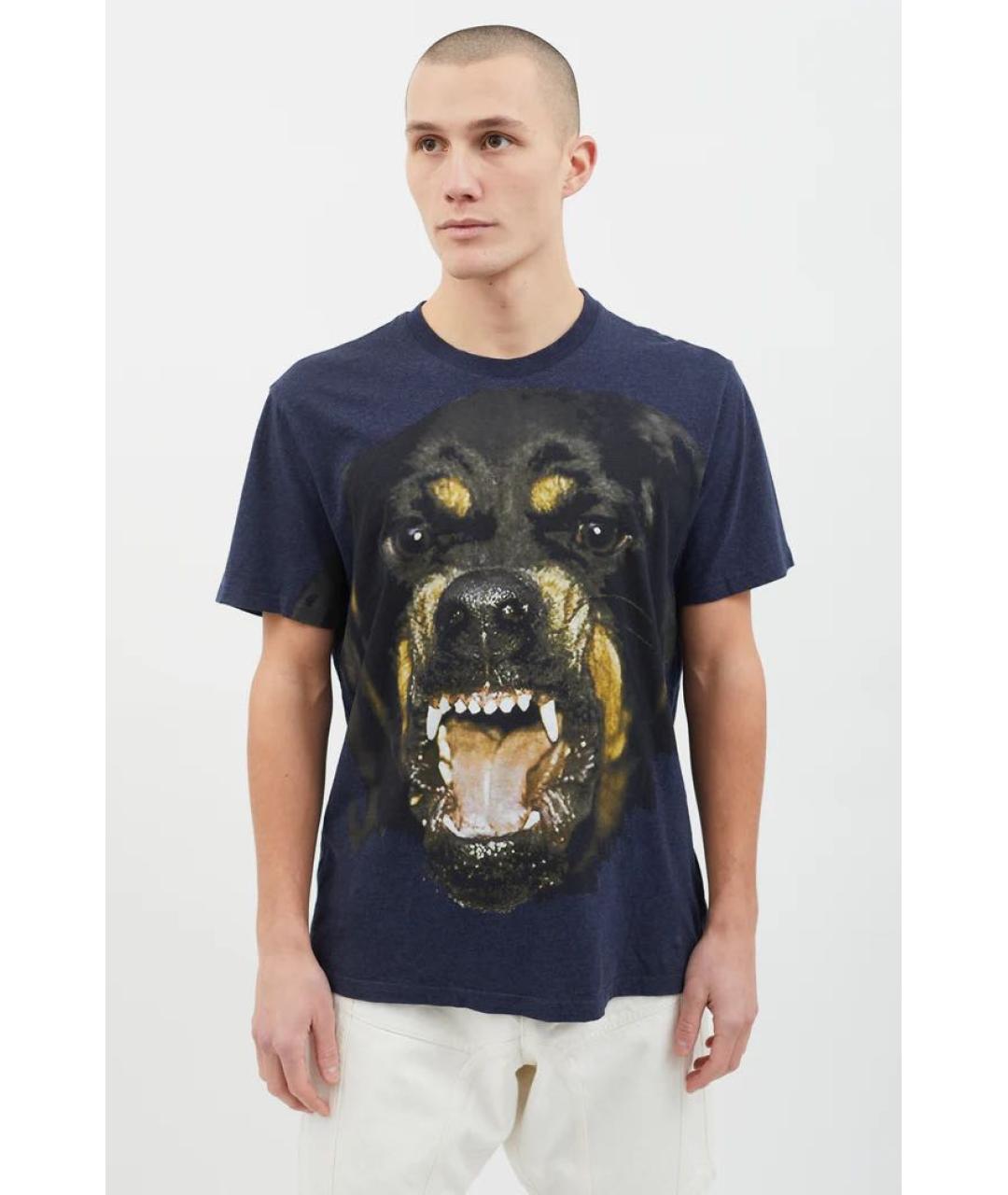 GIVENCHY Темно-синяя хлопковая футболка, фото 6