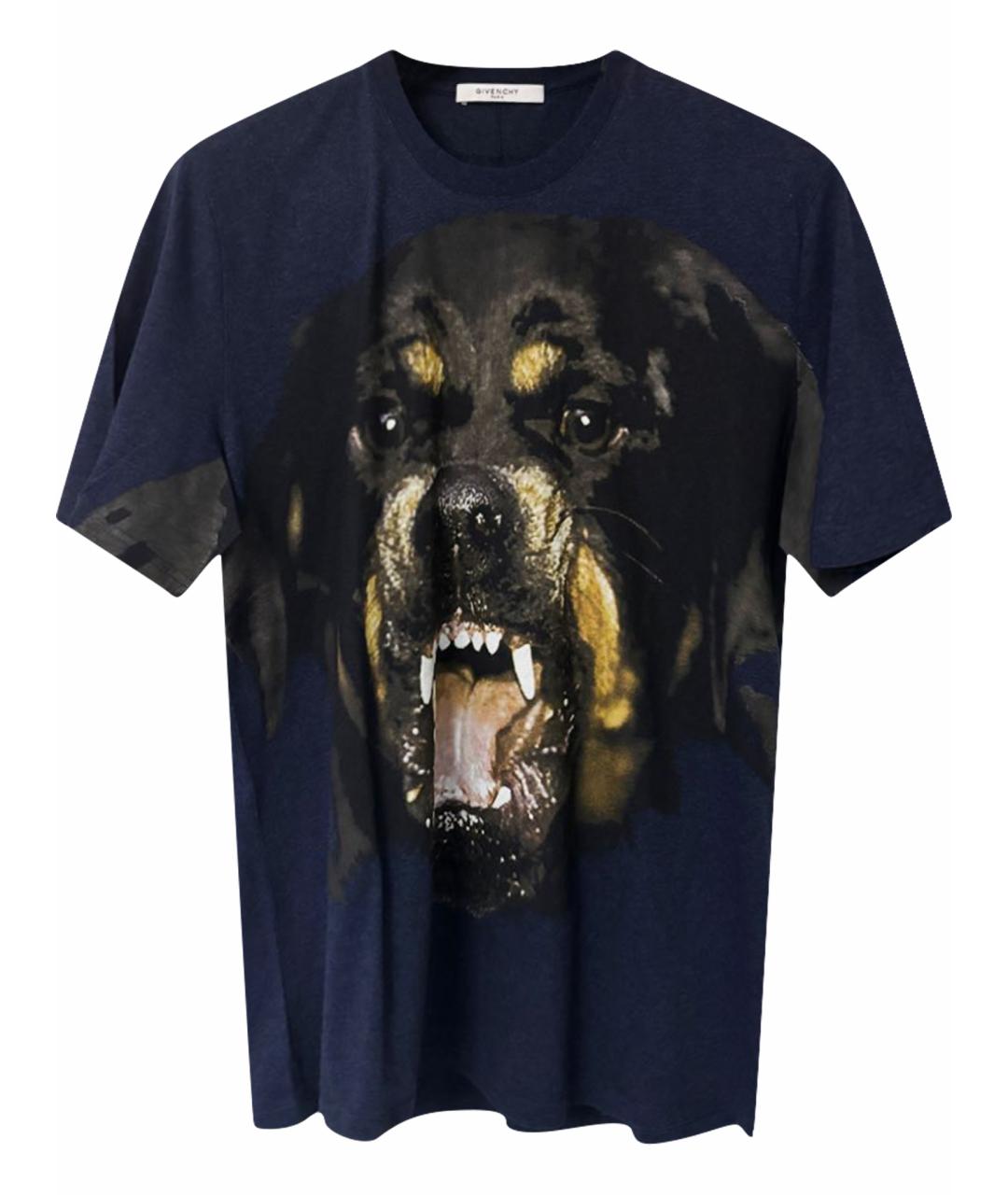 GIVENCHY Темно-синяя хлопковая футболка, фото 1