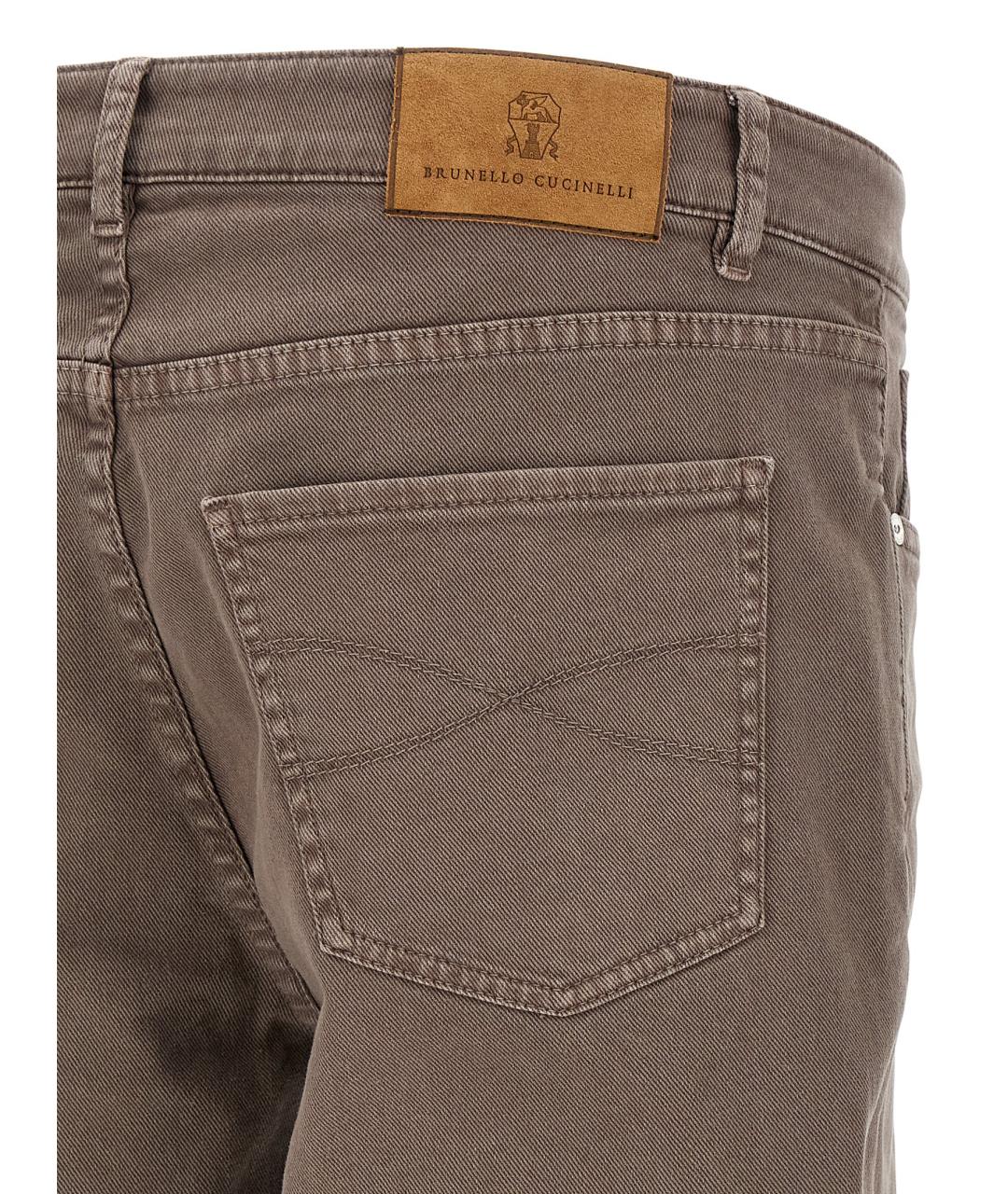 BRUNELLO CUCINELLI Коричневые хлопковые прямые джинсы, фото 4