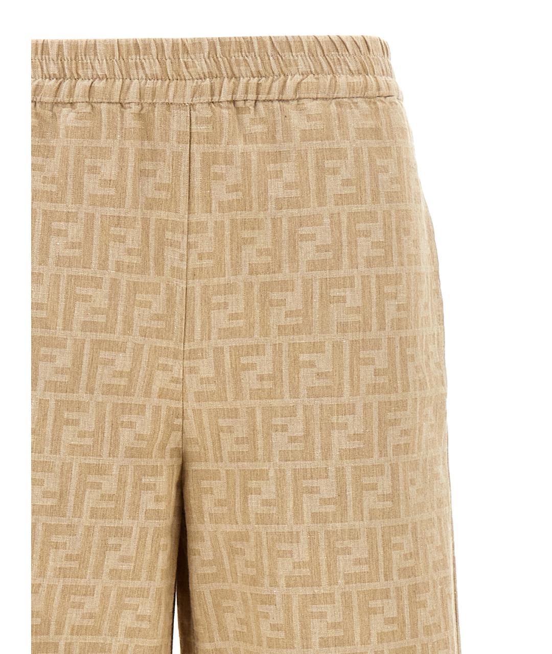 FENDI Бежевые хлопковые прямые брюки, фото 3