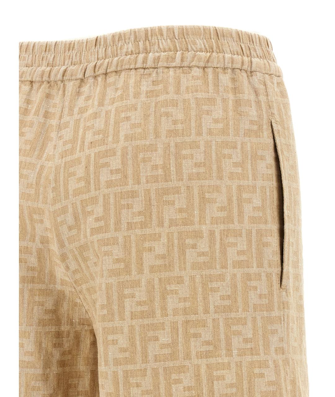 FENDI Бежевые хлопковые прямые брюки, фото 4