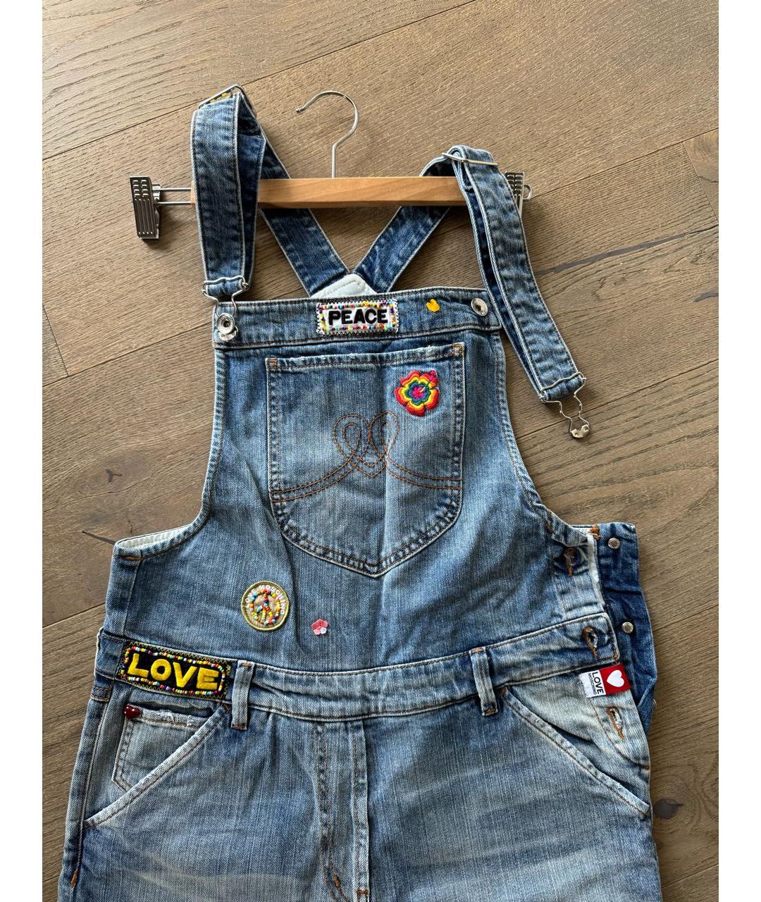 LOVE MOSCHINO Голубой деним комбинезон, фото 4