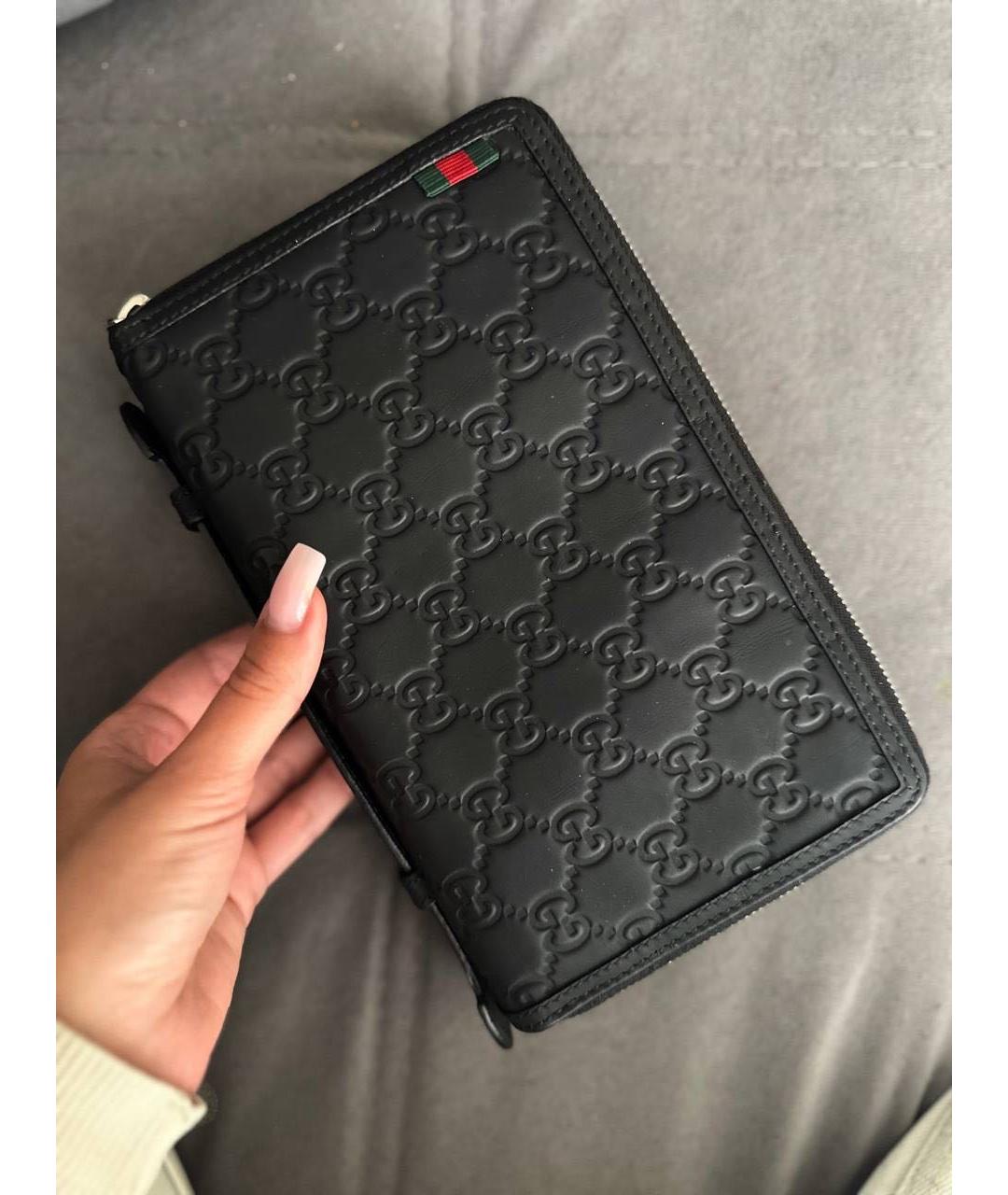 GUCCI Черная кожаная барсетка, фото 4