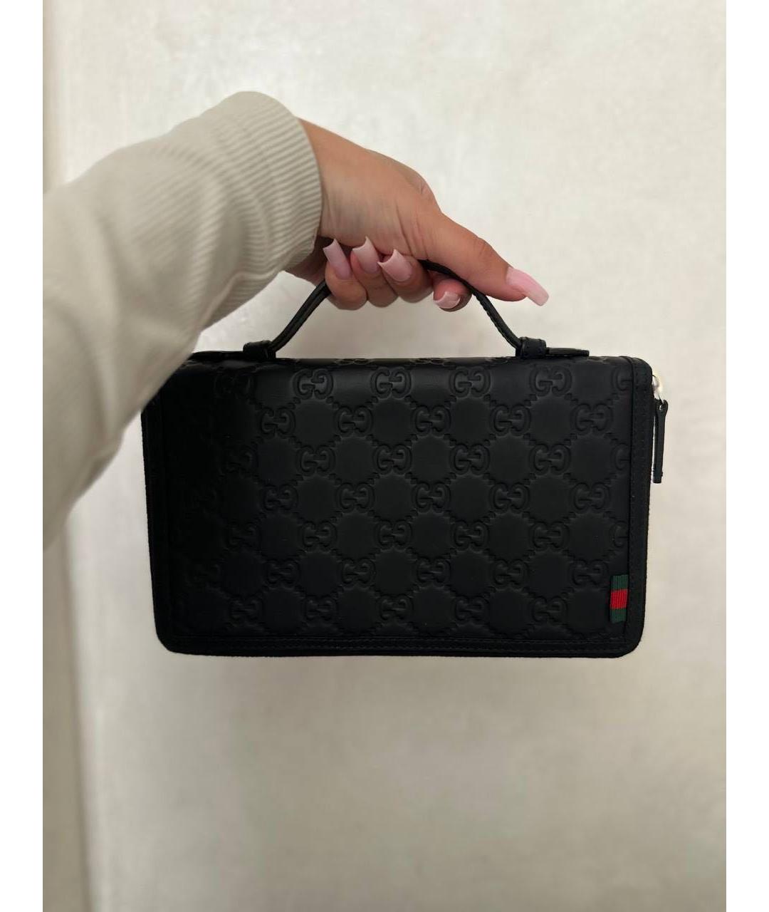 GUCCI Черная кожаная барсетка, фото 5
