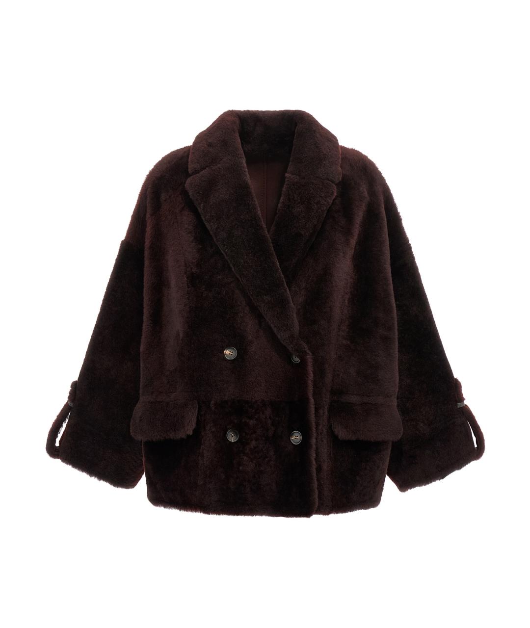 BRUNELLO CUCINELLI Бордовая кожаная шуба, фото 1