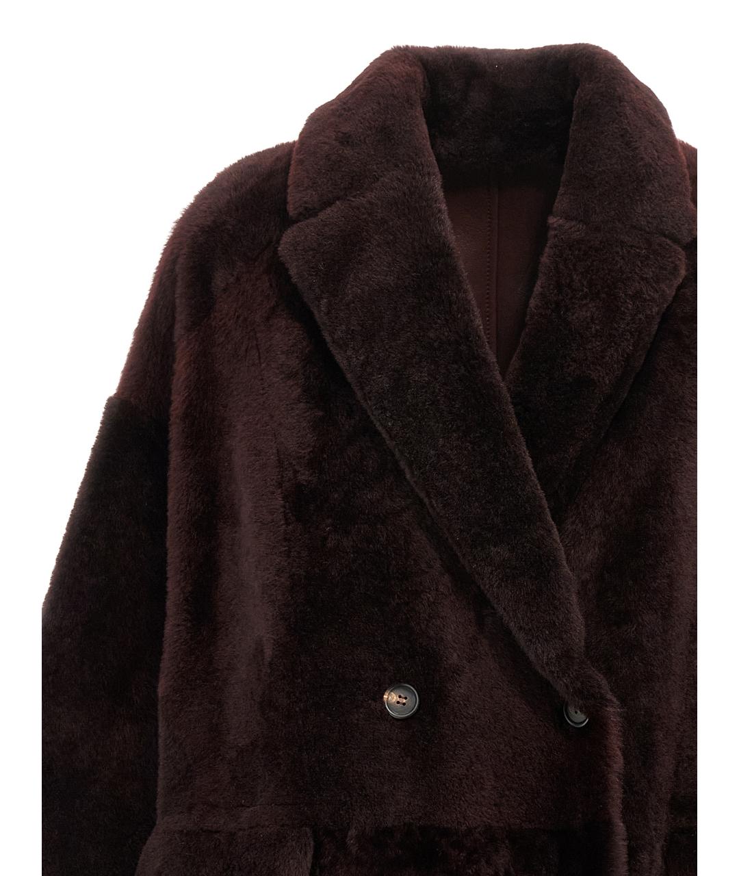 BRUNELLO CUCINELLI Бордовая кожаная шуба, фото 4