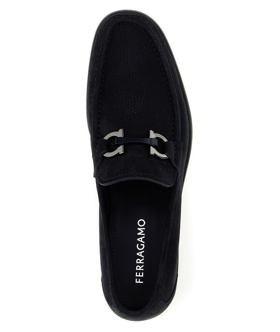 FERRAGAMO Темно-синие замшевые лоферы, фото 4