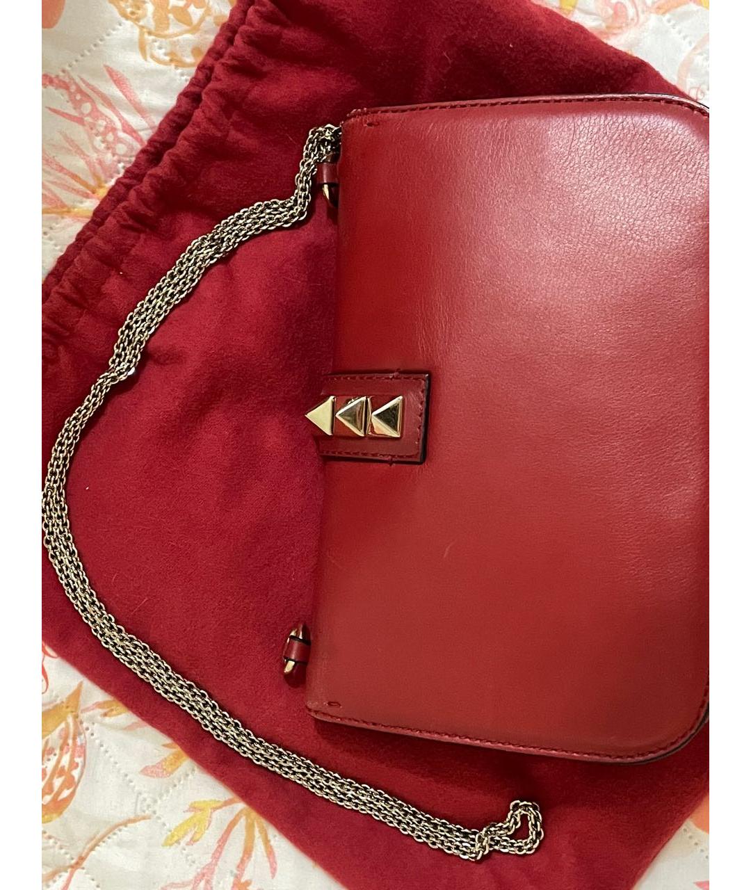 VALENTINO Бордовая кожаная сумка через плечо, фото 3