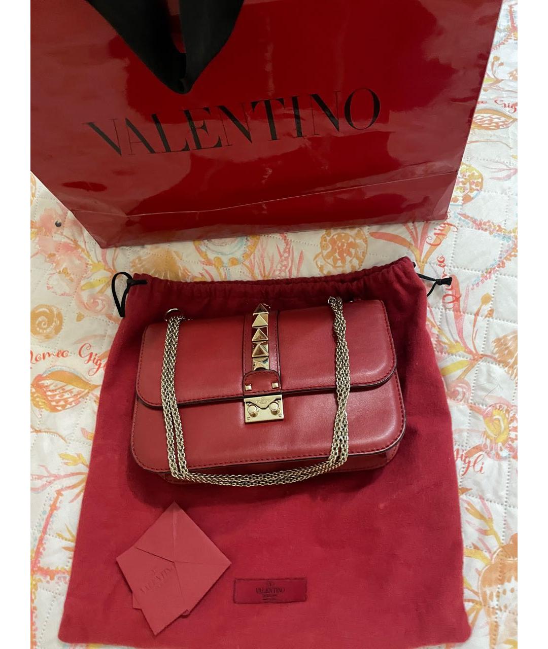 VALENTINO Бордовая кожаная сумка через плечо, фото 7