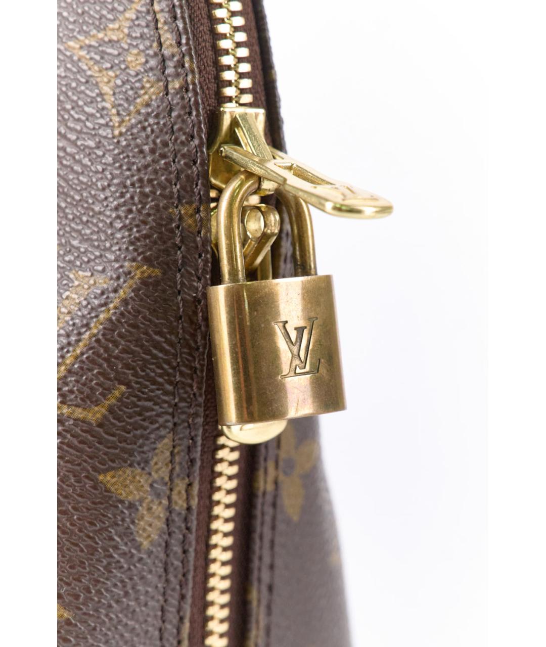 LOUIS VUITTON Коричневая кожаная сумка с короткими ручками, фото 5