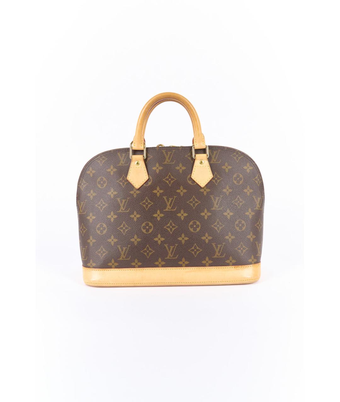 LOUIS VUITTON Коричневая кожаная сумка с короткими ручками, фото 3