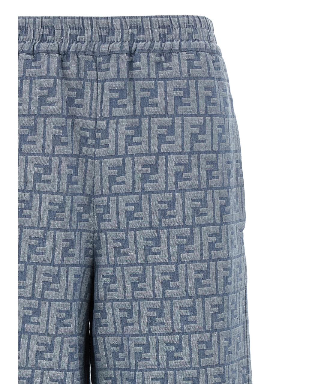 FENDI Синие хлопковые прямые брюки, фото 3