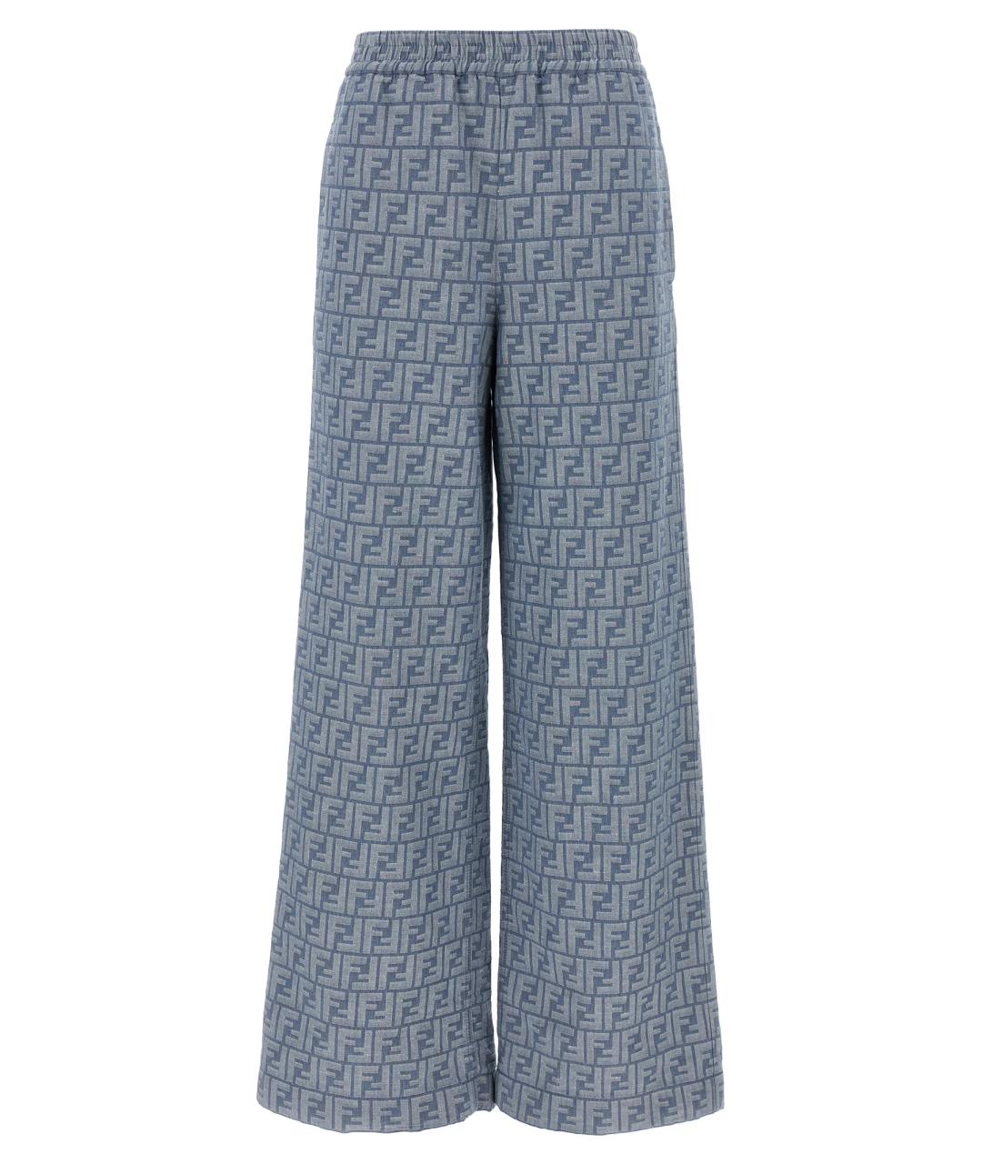 FENDI Синие хлопковые прямые брюки, фото 1