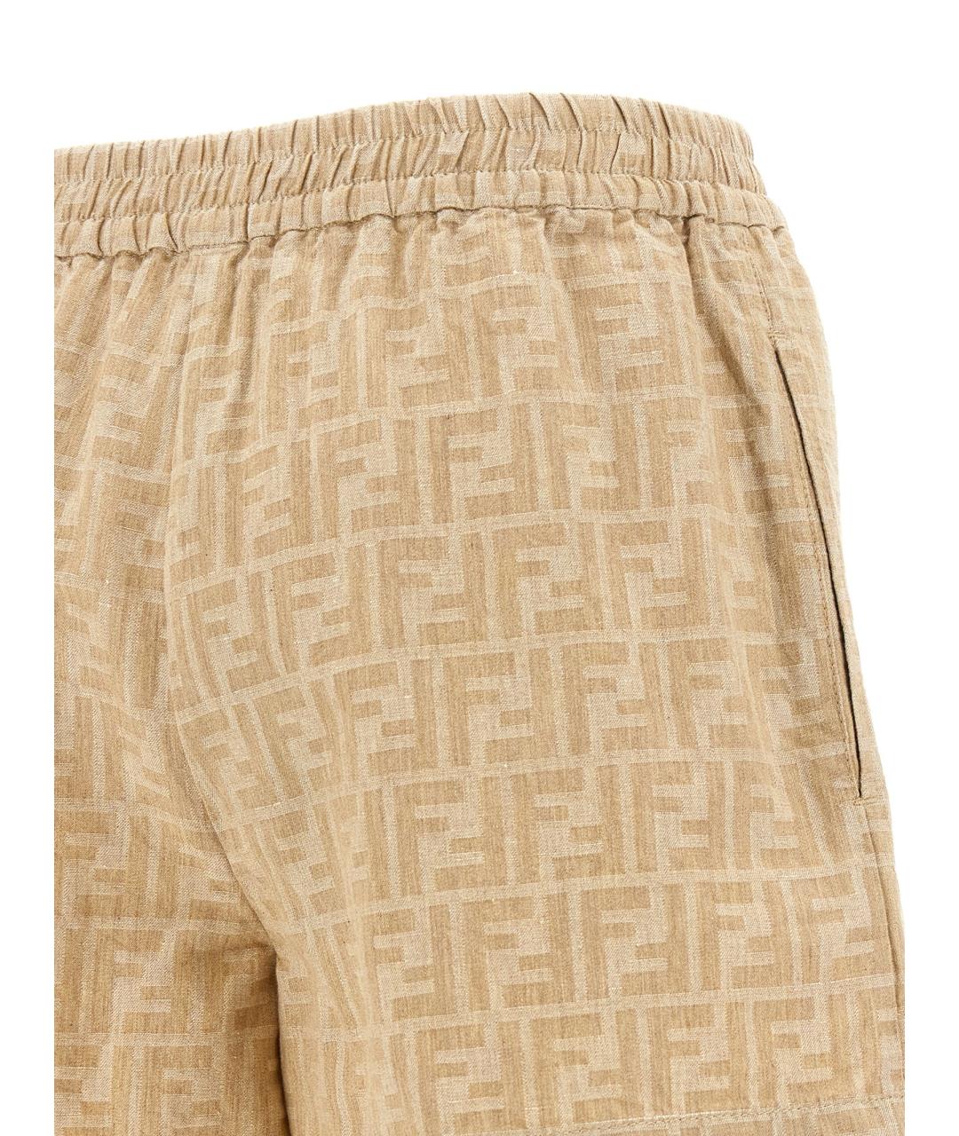 FENDI Бежевые хлопковые шорты, фото 4