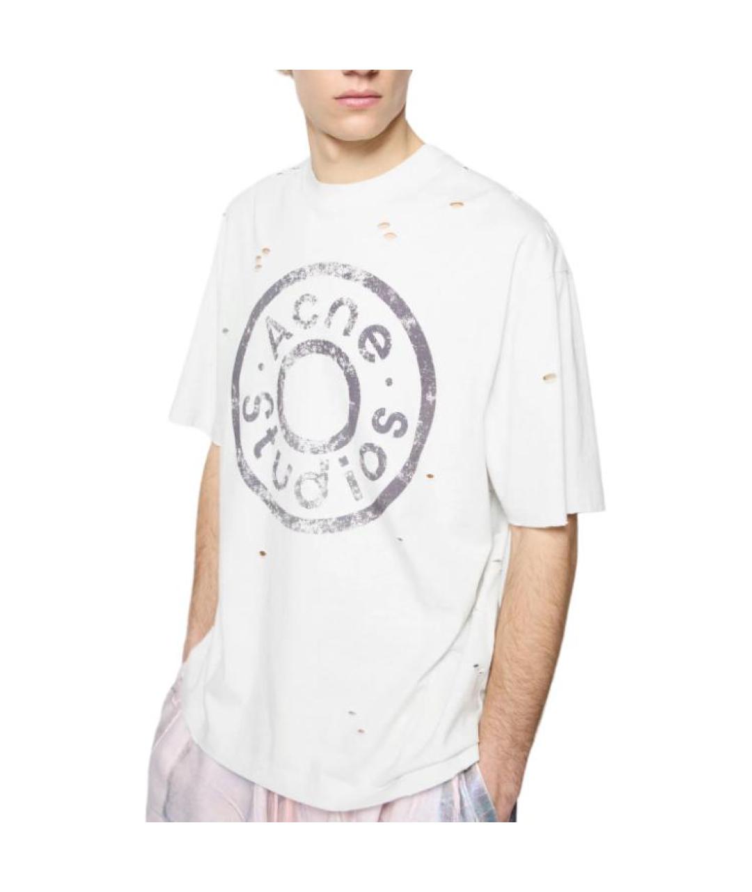 ACNE STUDIOS Белая хлопковая футболка, фото 4