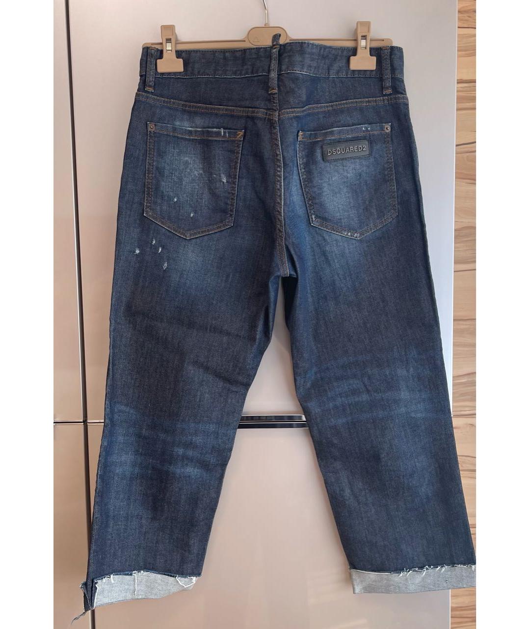 DSQUARED2 Темно-синие хлопко-эластановые прямые джинсы, фото 2