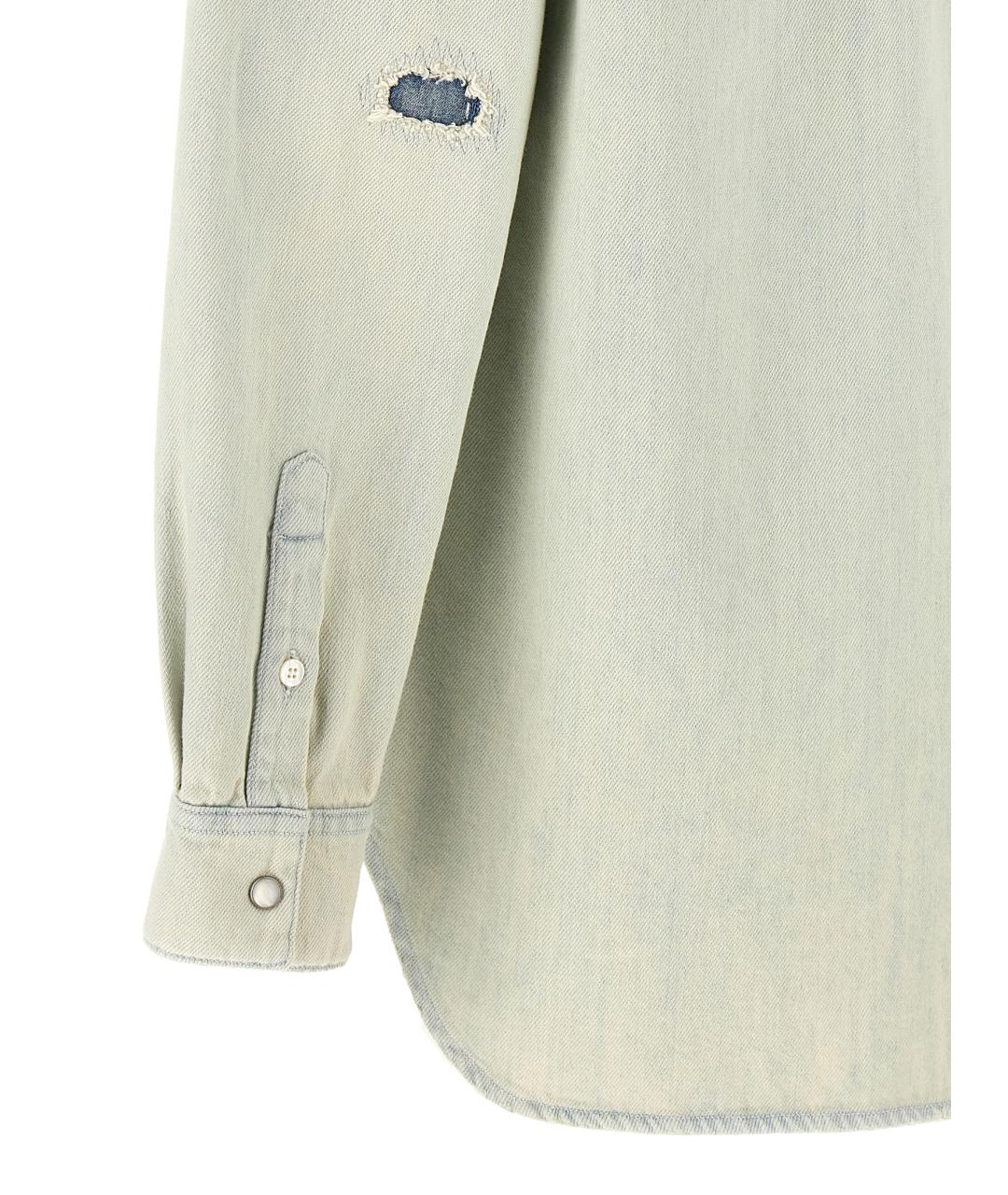 GOLDEN GOOSE DELUXE BRAND Голубая хлопковая рубашка, фото 4