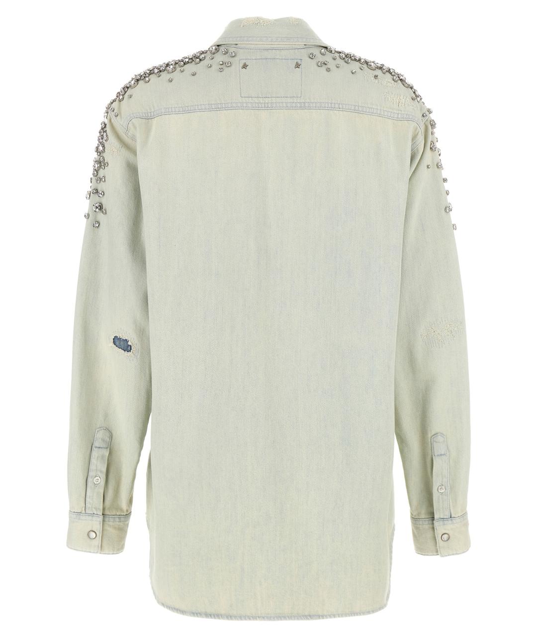 GOLDEN GOOSE DELUXE BRAND Голубая хлопковая рубашка, фото 2