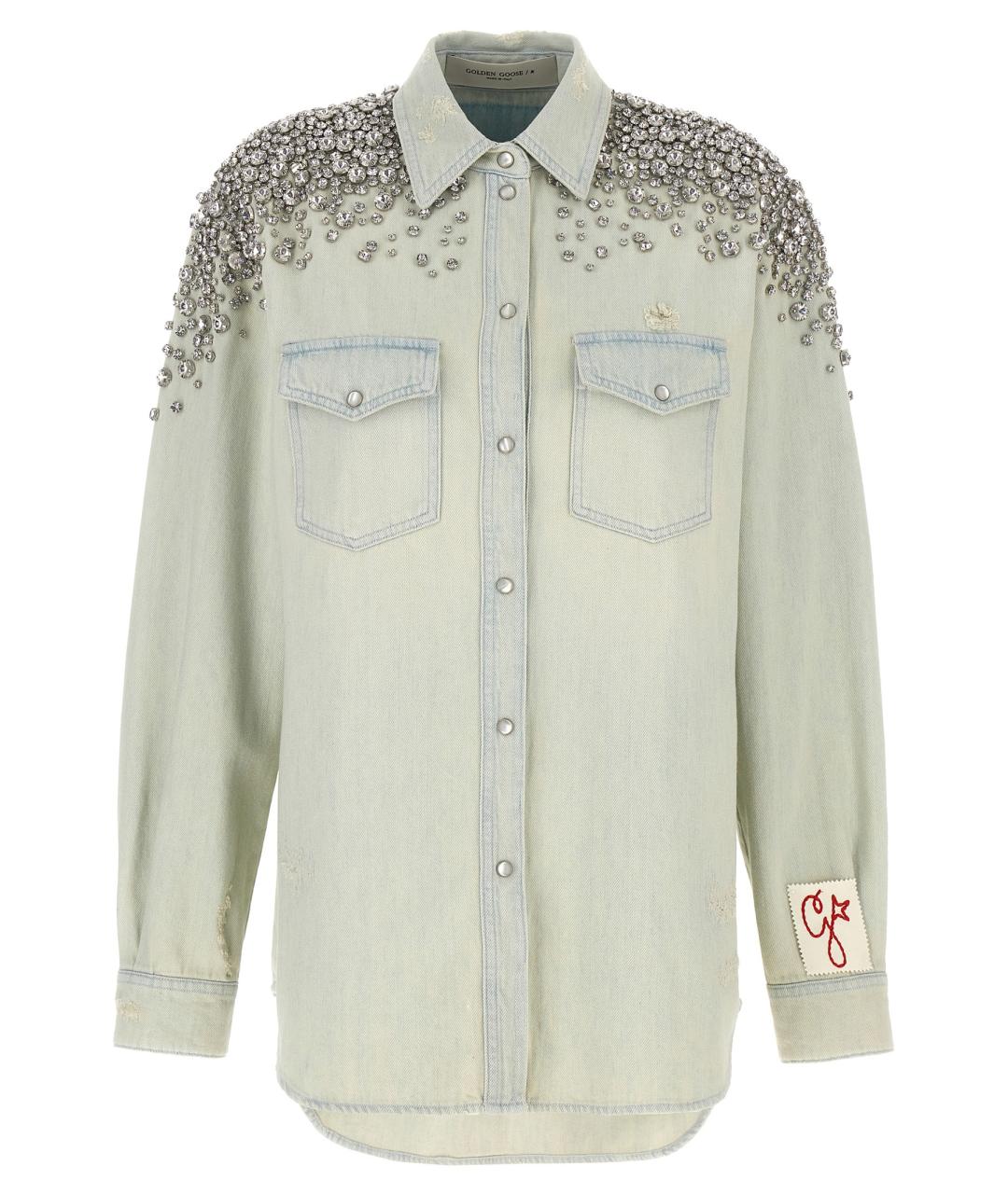 GOLDEN GOOSE DELUXE BRAND Голубая хлопковая рубашка, фото 1