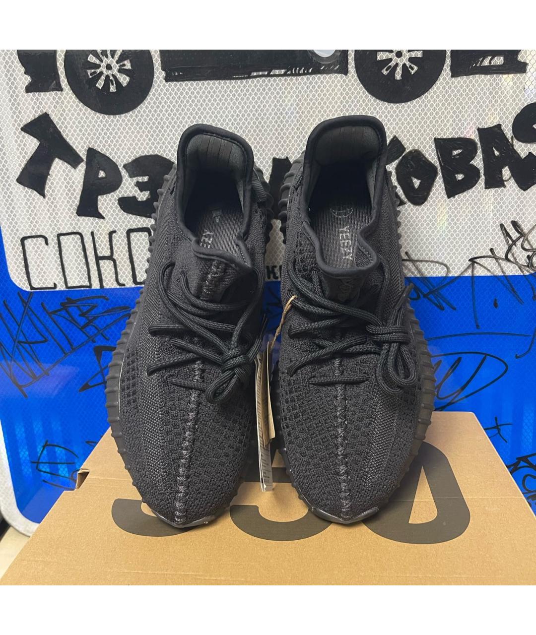 ADIDAS YEEZY Черные текстильные низкие кроссовки / кеды, фото 5