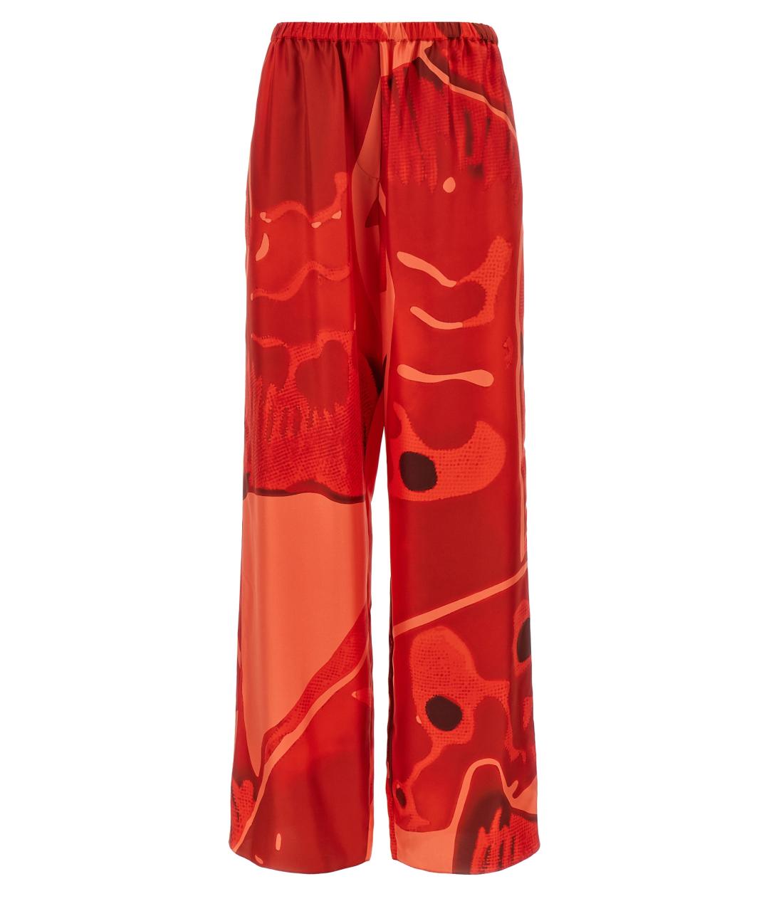 FERRAGAMO Красные шелковые прямые брюки, фото 1