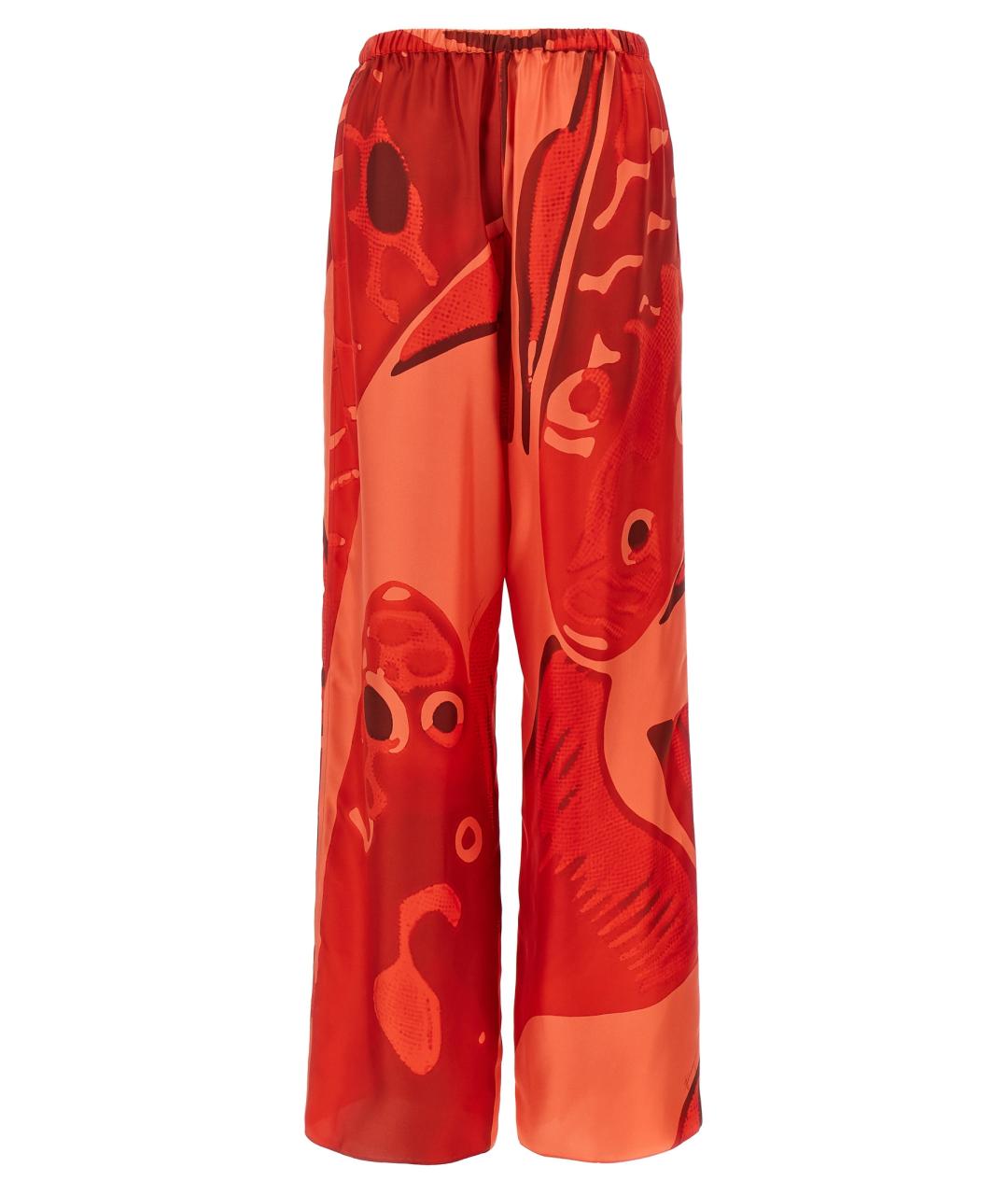 FERRAGAMO Красные шелковые прямые брюки, фото 2