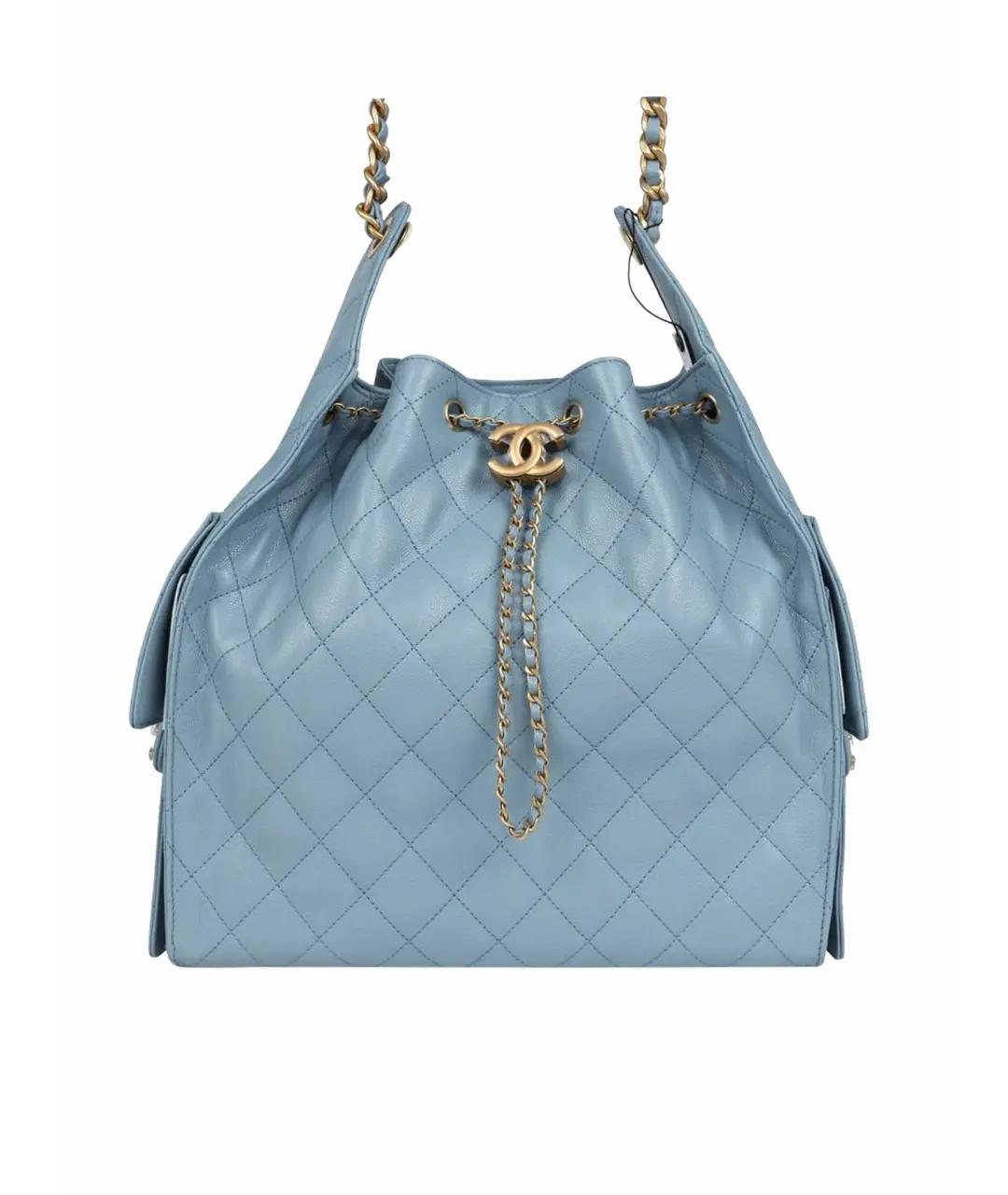 CHANEL Голубая кожаная сумка тоут, фото 2