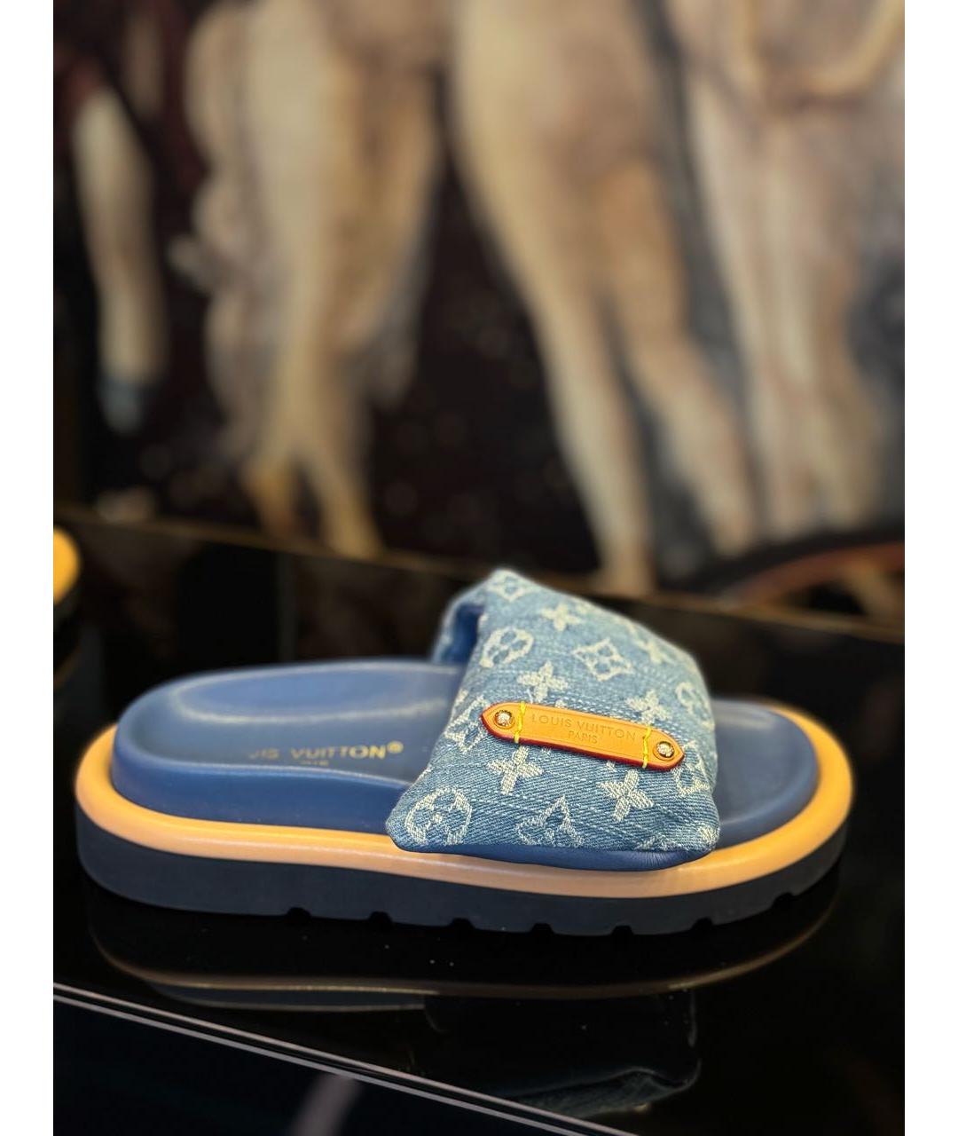 LOUIS VUITTON Синие шлепанцы, фото 5