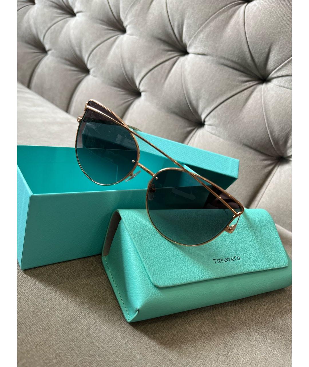 TIFFANY&CO Золотые металлические солнцезащитные очки, фото 5