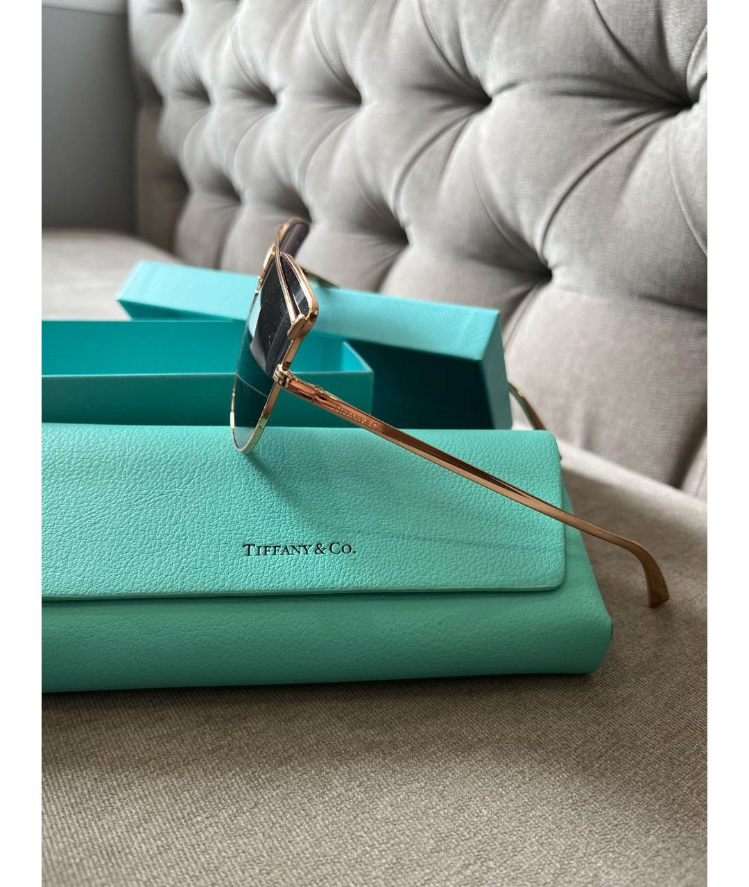 TIFFANY&CO Золотые металлические солнцезащитные очки, фото 6