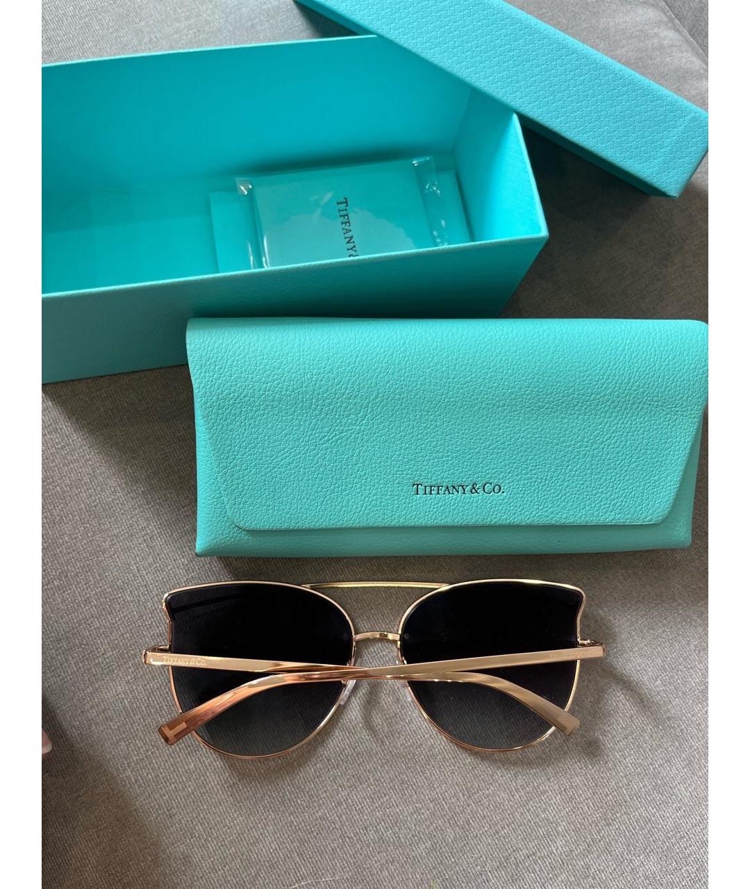 TIFFANY&CO Золотые металлические солнцезащитные очки, фото 8