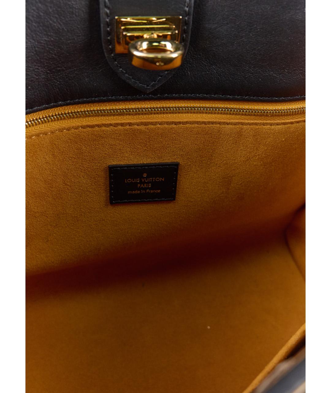 LOUIS VUITTON Черная кожаная сумка с короткими ручками, фото 5
