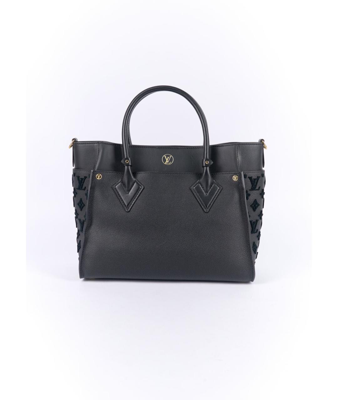 LOUIS VUITTON Черная кожаная сумка с короткими ручками, фото 3
