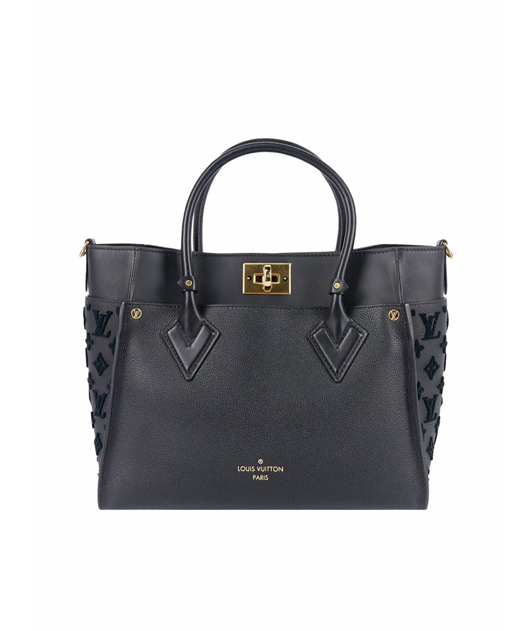 LOUIS VUITTON Черная кожаная сумка с короткими ручками, фото 1